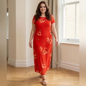 midi casual women dresses Moving Slowly Tomato Red Cotton Gauze Sleeveless Midi Dress